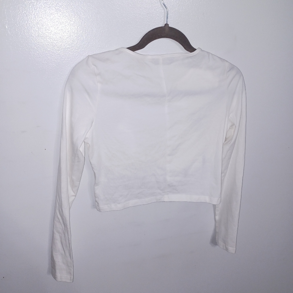 Shein - White- Cut-Out- Long Sleeve Top- W Sz Small - Picture 7 of 7